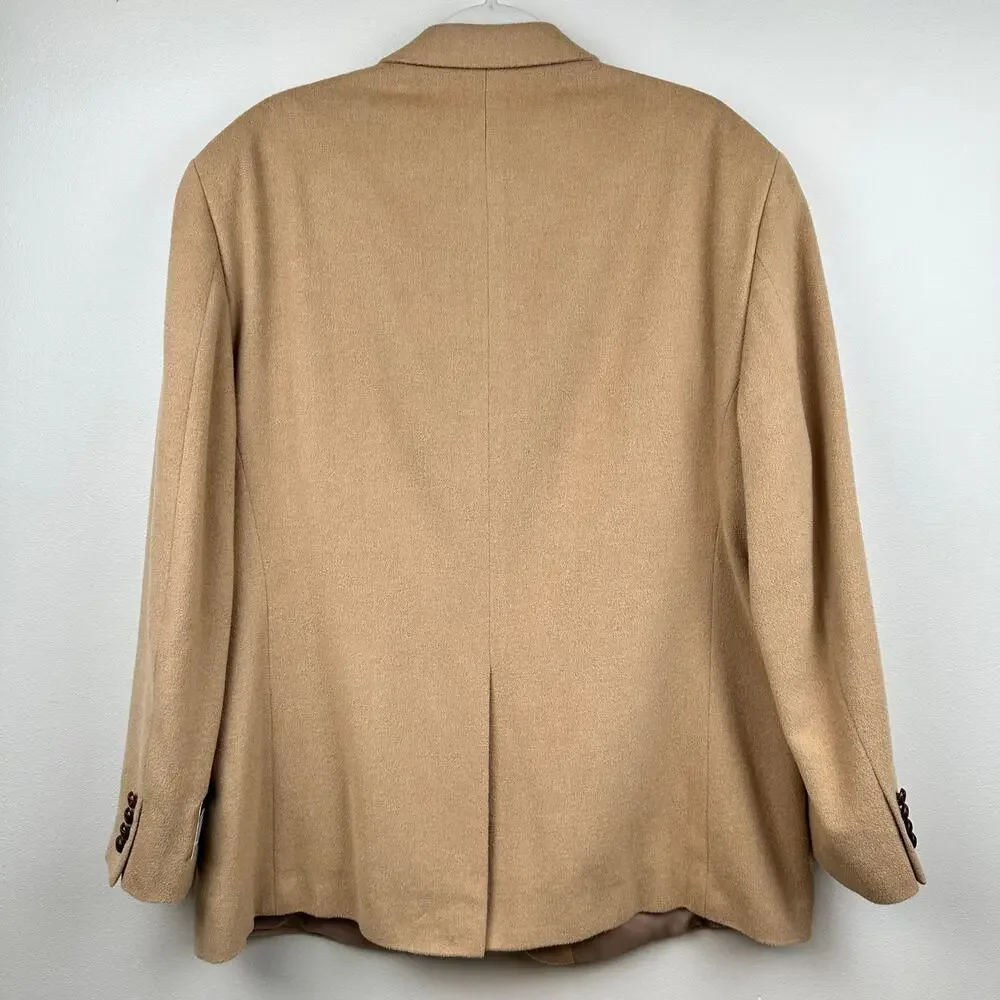 NEW CHAPS Men's Blazer Jacket 100% Camel Hair 2 Button Tan 46R Quiet Luxury